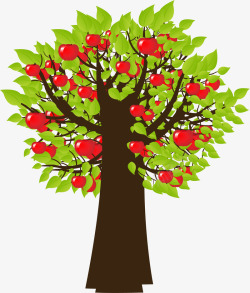 红苹果树卡通苹果树手绘图高清图片