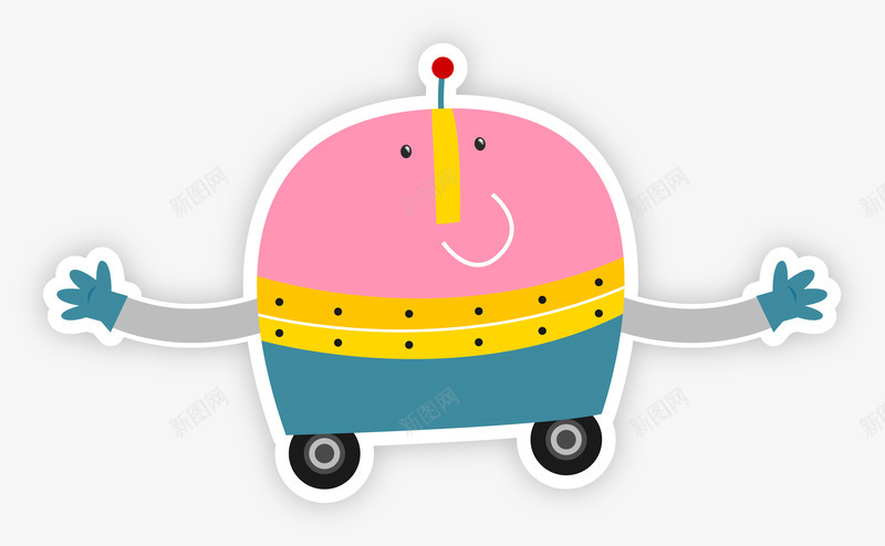 粉色机器人玩具贴纸png免抠素材_新图网 https://ixintu.com 可爱贴纸 手绘 机器人 玩具 矢量图案 粉色