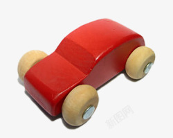 红色木制玩具车素材