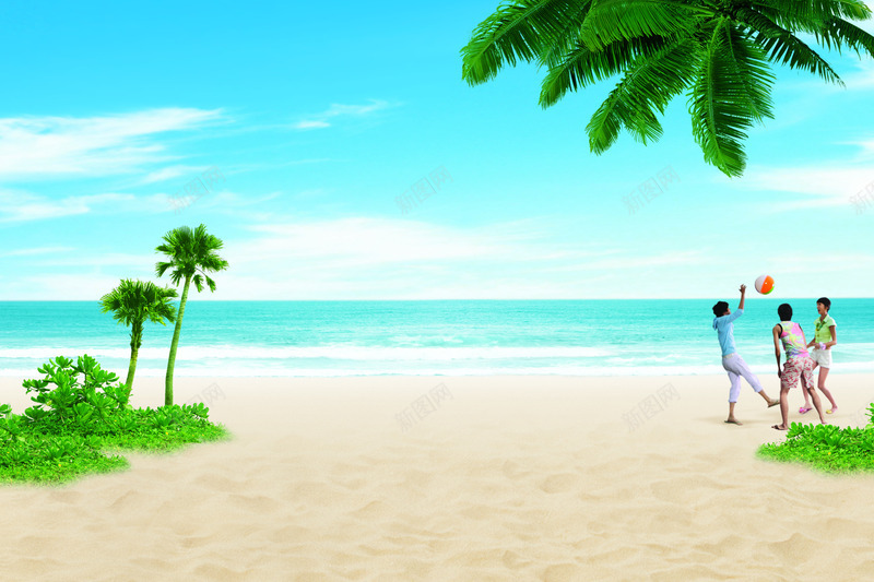 夏季沙滩椰树玩耍海报png免抠素材_新图网 https://ixintu.com 夏季 椰树 沙滩 海报 玩耍