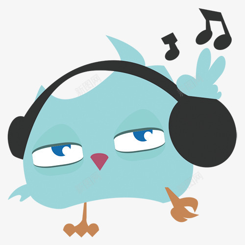戴耳机听音乐的小鸟png免抠素材_新图网 https://ixintu.com 听音乐 小鸟 手绘 耳机