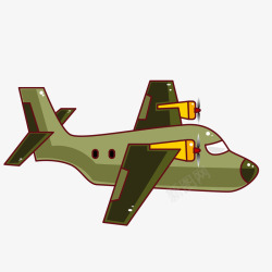 卡通军绿色飞机素材