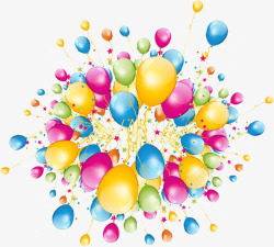 密集气球梦幻多彩气球矢量图高清图片