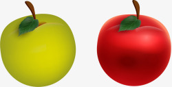 手绘青苹果和红苹果矢量图素材