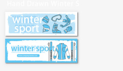 两张冬季运动标签矢量图素材