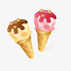 甜筒冰淇淋食物矢量图素材