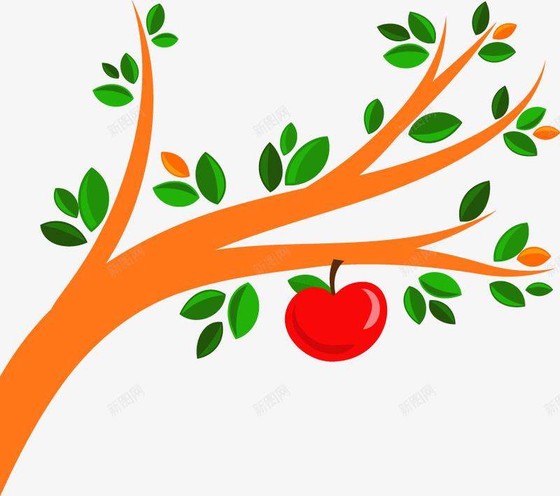 手绘简约苹果树图案png免抠素材_新图网 https://ixintu.com 图案 手绘 简约苹果树