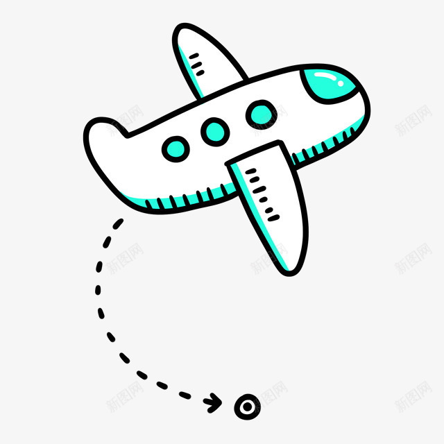 蓝色卡通飞机装饰图案png免抠素材_新图网 https://ixintu.com 免抠PNG 卡通 蓝色 装饰图案 飞机
