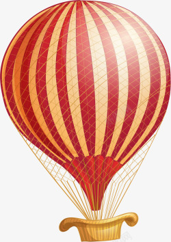 热气球绳子手绘红色热气球高清图片