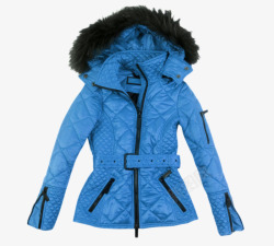 蓝色女装保暖衣服棉袄实物素材