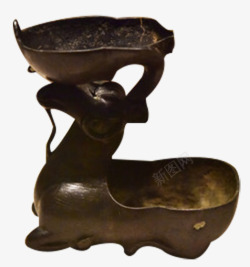 汉前文物古代汉前卧式羊形油灯高清图片