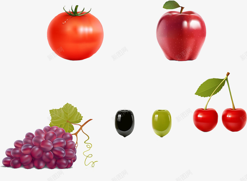 好多的水果啊png免抠素材_新图网 https://ixintu.com 水果 苹果 葡萄 西红柿