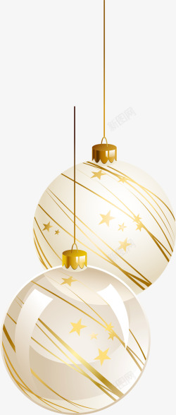 条纹吊球圣诞节白色圣诞球高清图片