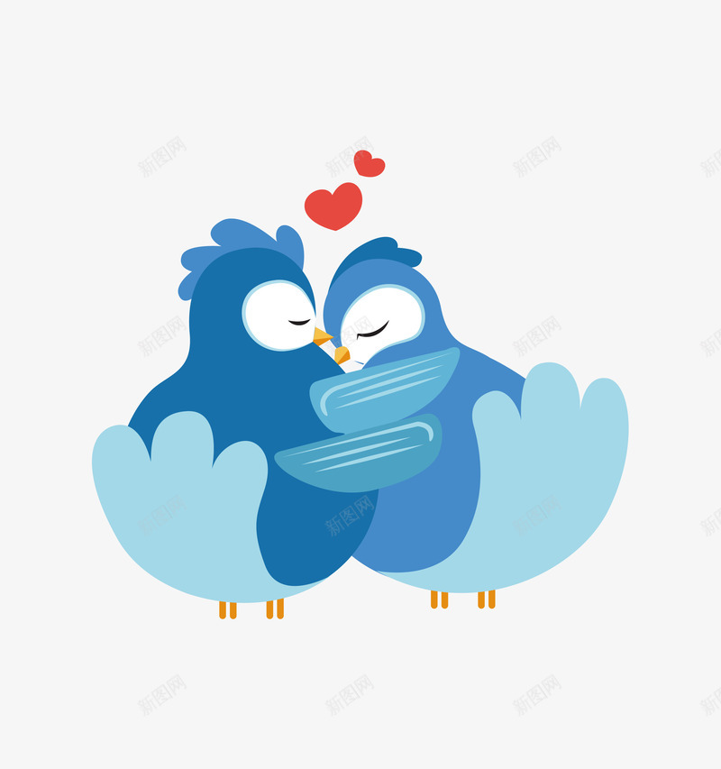 相爱的两只小鸟卡通图png免抠素材_新图网 https://ixintu.com 动物 卡通 可爱的 小鸟 情侣 爱心 相爱的