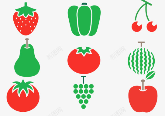 夏季水果和蔬菜图标图标