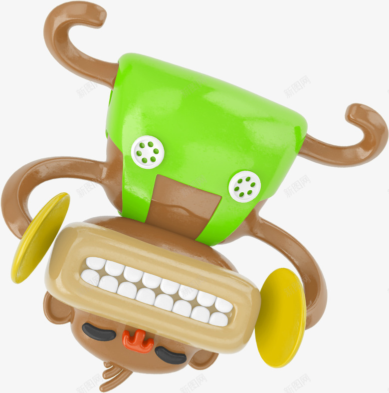 卡通版的玩具小猴子png免抠素材_新图网 https://ixintu.com 动漫动画 动物 卡通手绘 小猴子 水彩 玩具 装饰图