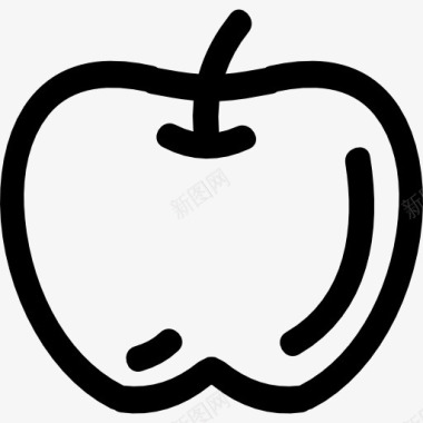 苹果手绘水果轮廓图标图标