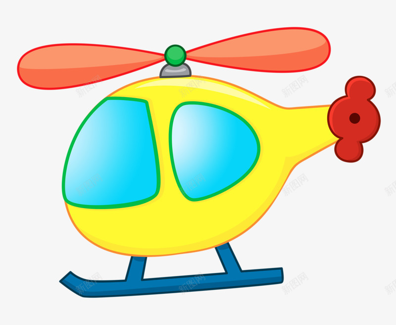 可爱直升机png免抠素材_新图网 https://ixintu.com 卡通 滑翔机 直升机 飞机