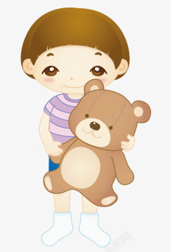 小玩熊抱玩具熊的小孩高清图片