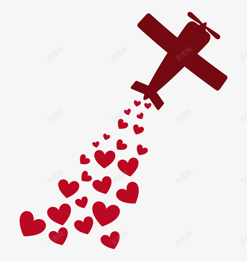爱心与飞机png免抠素材_新图网 https://ixintu.com 卡通飞机 心形 爱心