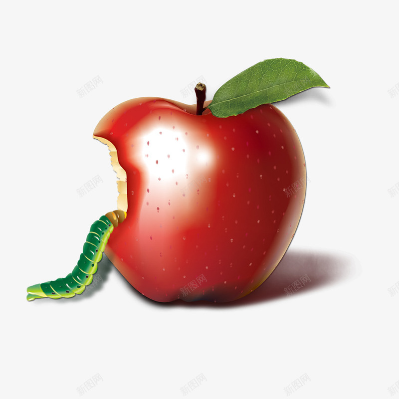 虫子吃苹果png免抠素材_新图网 https://ixintu.com 无公害 绿色 苹果 虫子