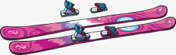 粉色滑雪板冬季娱乐项目高清图片
