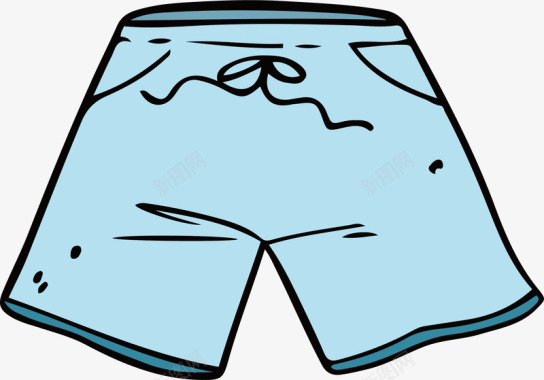 清凉夏日休闲短裤矢量图图标图标