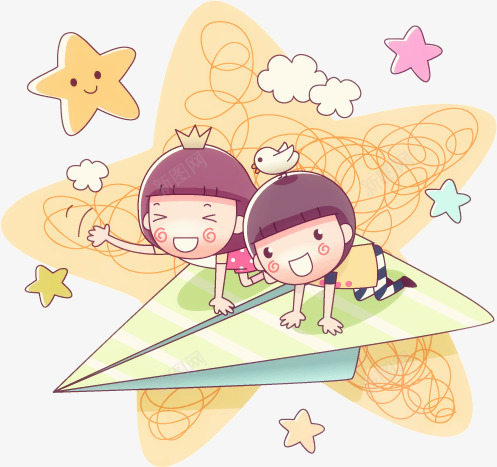 卡通小孩子png免抠素材_新图网 https://ixintu.com 卡通孩子 手绘人物 纸飞机