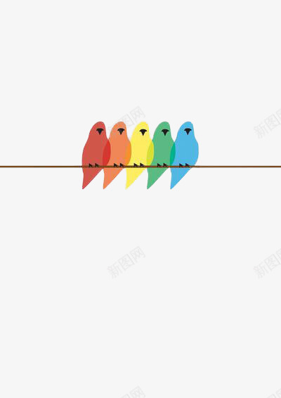 站在电线上的彩色小鸟png免抠素材_新图网 https://ixintu.com 创意设计 图案设计 彩色小鸟 电线