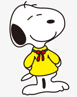 深蓝色纯色短袖穿着黄色衬衫的卡通小狗高清图片