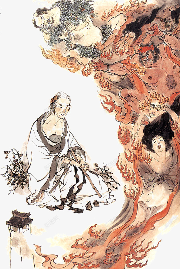 古代人物画png免抠素材_新图网 https://ixintu.com 中国人物画 人物肖像写意 传统国画人物 写意人物画 道教人物画
