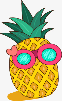 橙色菠萝夏季戴着墨镜的菠萝高清图片