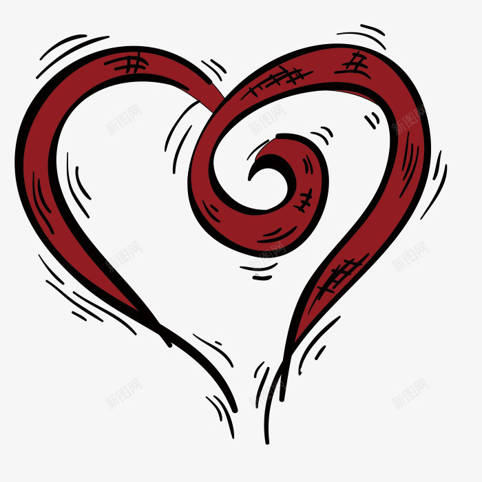 创意丝带爱心png免抠素材_新图网 https://ixintu.com 创意丝带 卡通 心形图案 手绘 曲线 爱心 红色 线条