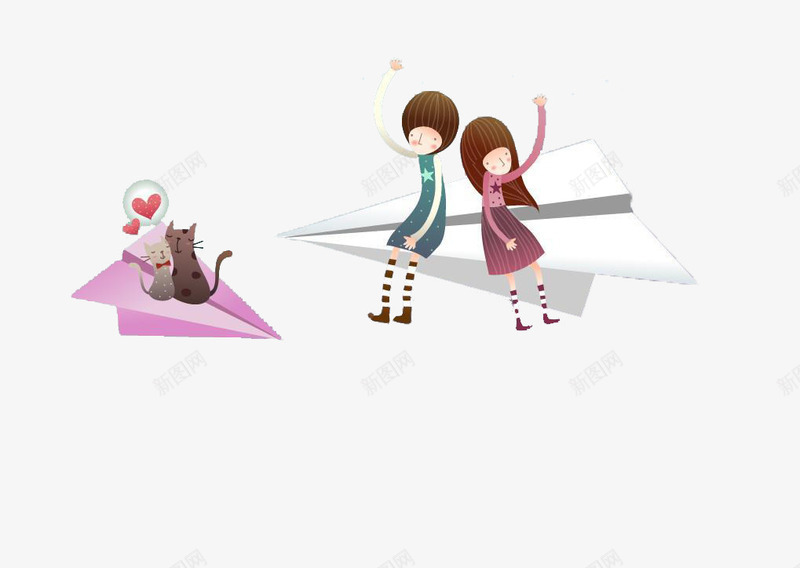 坐在纸飞机上飞翔的女孩png免抠素材_新图网 https://ixintu.com 卡通人物 女孩 情人节 爱情 纸飞机