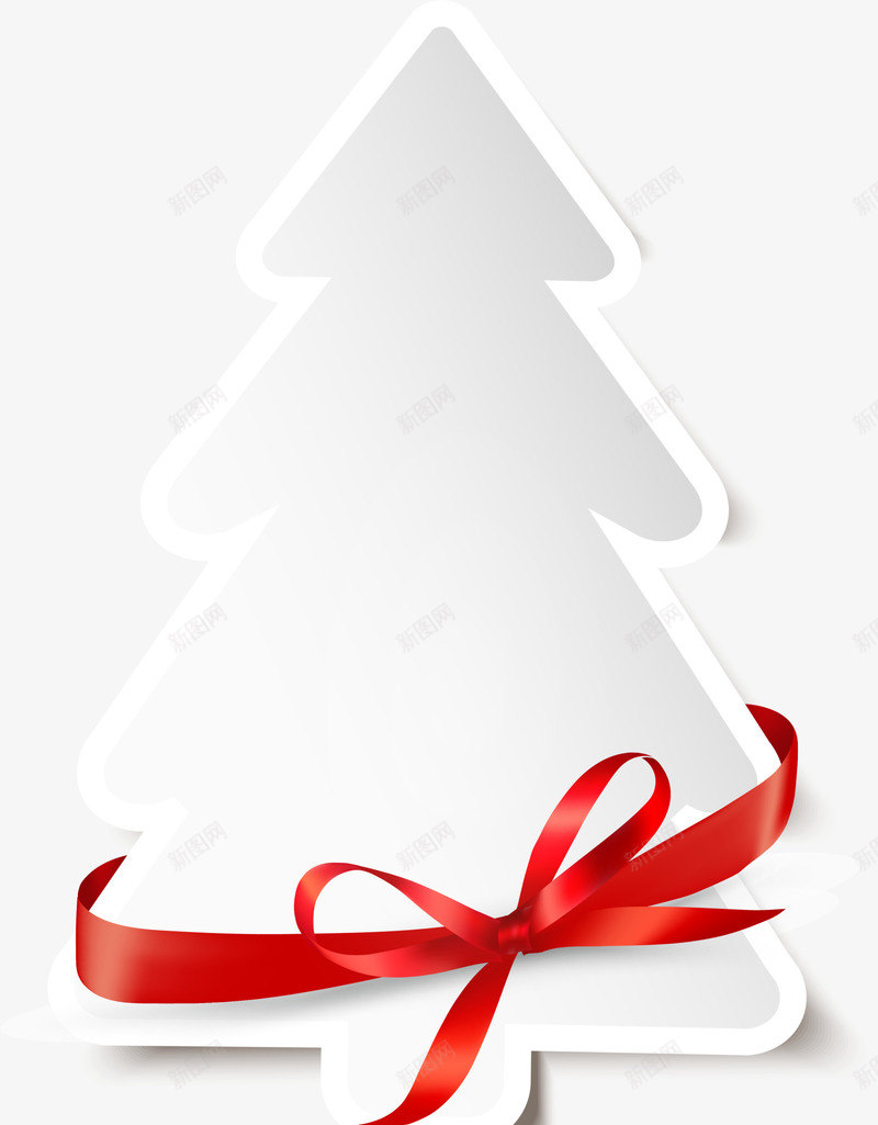 圣诞节圣诞树贺卡png免抠素材_新图网 https://ixintu.com 喜庆 圣诞树贺卡 圣诞节贺卡 白色圣诞树 白色贺卡 红色丝带