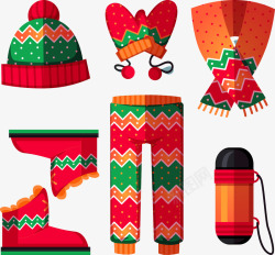 冬季雪地靴6款彩色花纹服装配饰AI格式矢量图高清图片