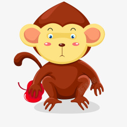 创意小猴子卡通拿着苹果的小猴子矢量图高清图片