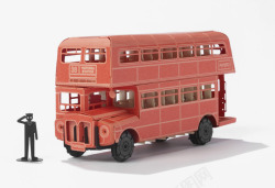 红色公车双层公交车高清图片