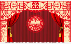 手绘中国风舞台幕布素材