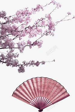 粉色桃花树枝装饰图案素材