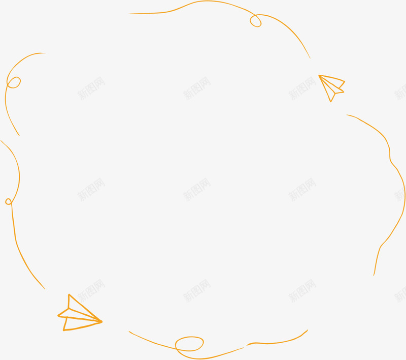 橙色线条纸飞机卡通png免抠素材_新图网 https://ixintu.com 卡通 橙色 线条 飞机