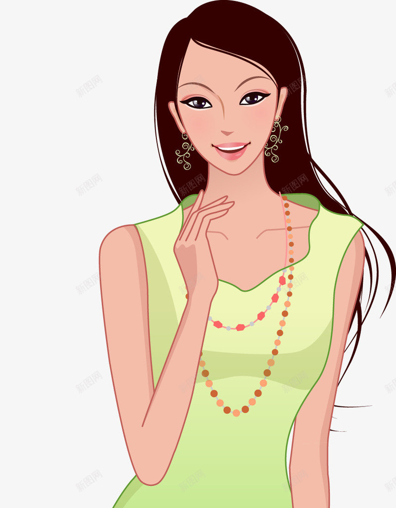 穿绿裙子的女性png免抠素材_新图网 https://ixintu.com 夏季主题 女士时尚 女性 女郎 手绘 时尚 穿裙子的美女 美女 裙子款式