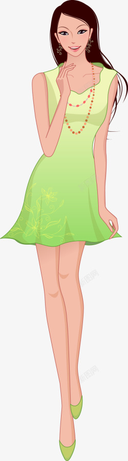 穿绿裙子的女性素材