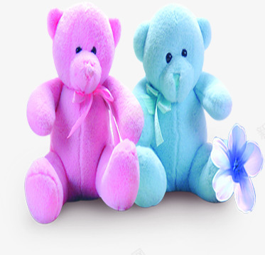 粉色蓝色毛绒玩具熊png免抠素材_新图网 https://ixintu.com 毛绒 玩具 粉色 蓝色