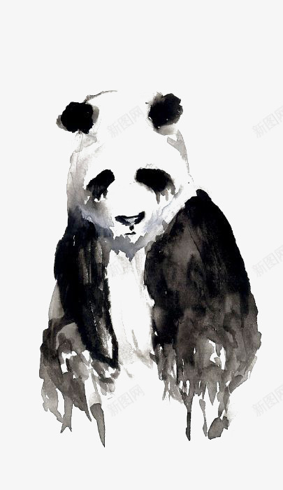 水彩熊猫png免抠素材_新图网 https://ixintu.com 动物 喷溅 水彩 熊猫