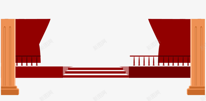 舞台矢量图ai免抠素材_新图网 https://ixintu.com 台阶 幕布 柱子 舞台 矢量图