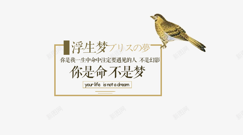 文艺海报png免抠素材_新图网 https://ixintu.com 小鸟素材 文案排版 海报文案 海报素材 海报设计 淘宝海报