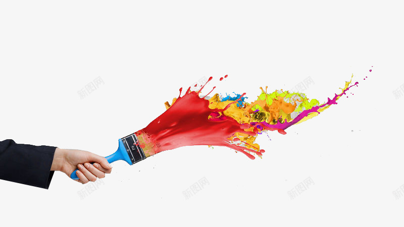 喷溅状颜料png免抠素材_新图网 https://ixintu.com 创意 印象派 印象派作画 喷溅式 彩色颜料 手握笔刷 油漆