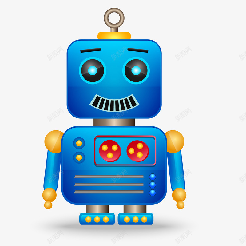 蓝色的玩具机器人矢量图ai免抠素材_新图网 https://ixintu.com 儿童节 卡通 机器人 玩具 礼物 蓝色 矢量图