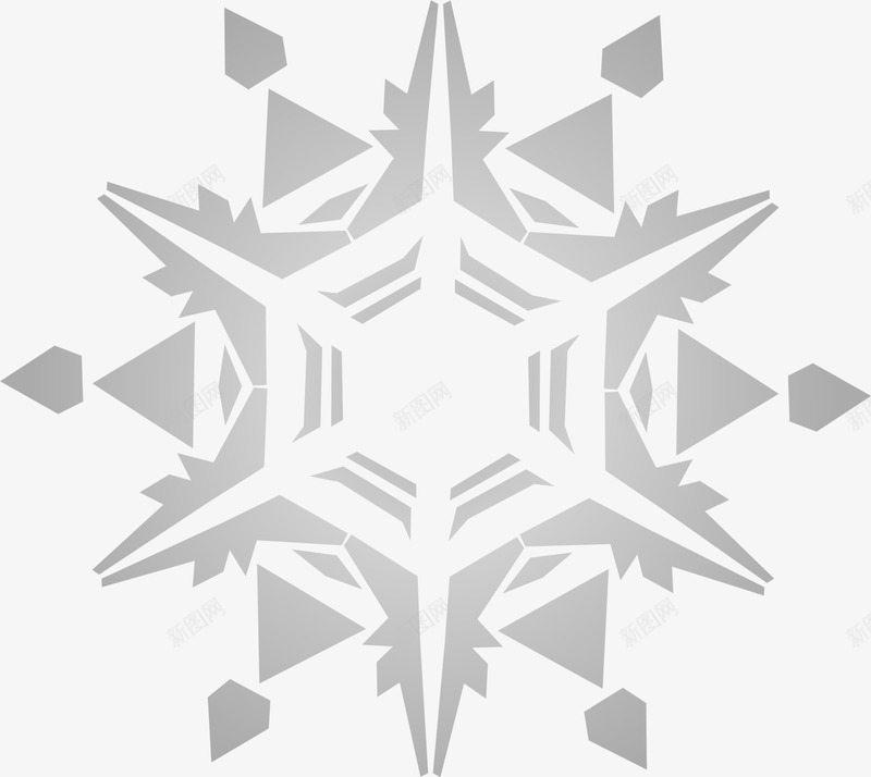 灰色几何雪花png免抠素材_新图网 https://ixintu.com 免抠PNG 冬季 几何 灰色 装饰图案 雪花